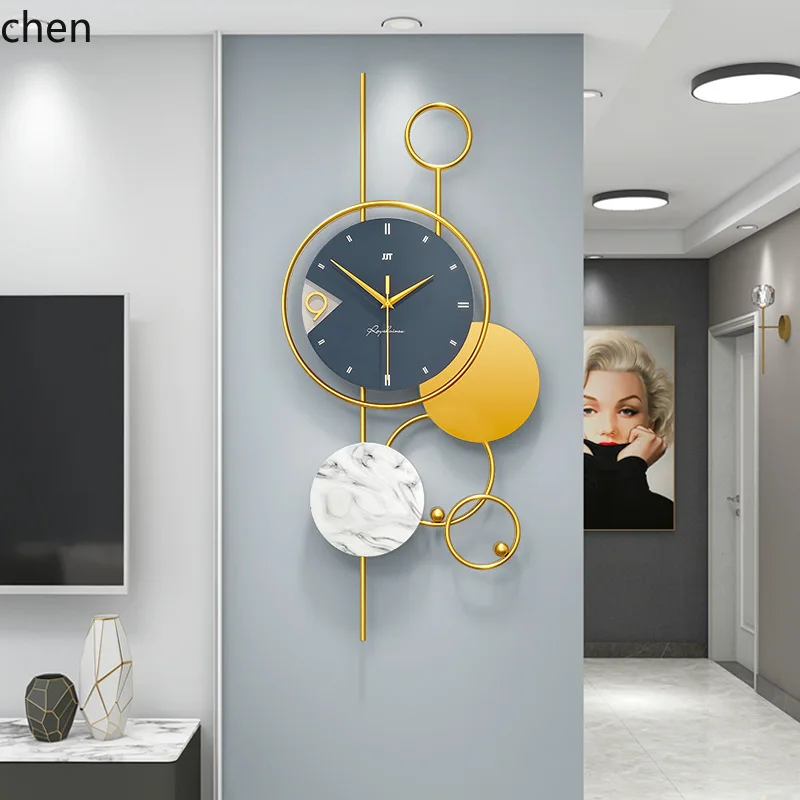 YFY Light Luxury Wall Clock for Living Room, High-end Modern  Home Decorative Clock,   No Drilling Required,  Quartz Clock