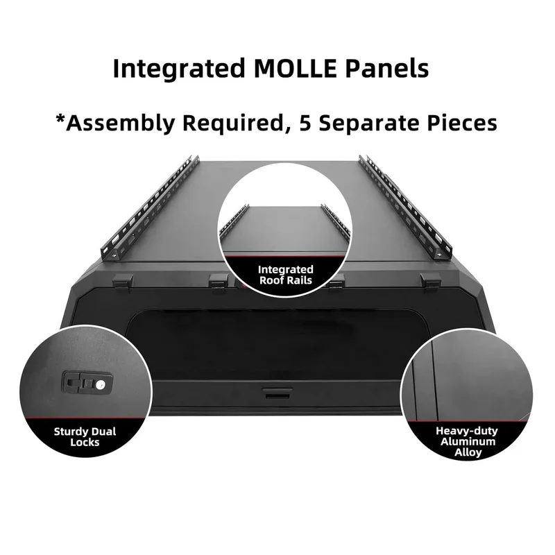 Car Accessories Black Powder Coated Windproof Heavy Duty Custom Hard Top Pickup Canopy Tonneau Cover For Hilux Vigo Double Cab