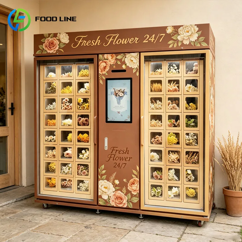 Fresh Bouquet Vending Machine Flower Display Refrigerated Floral Locker Self Service Retail Customized