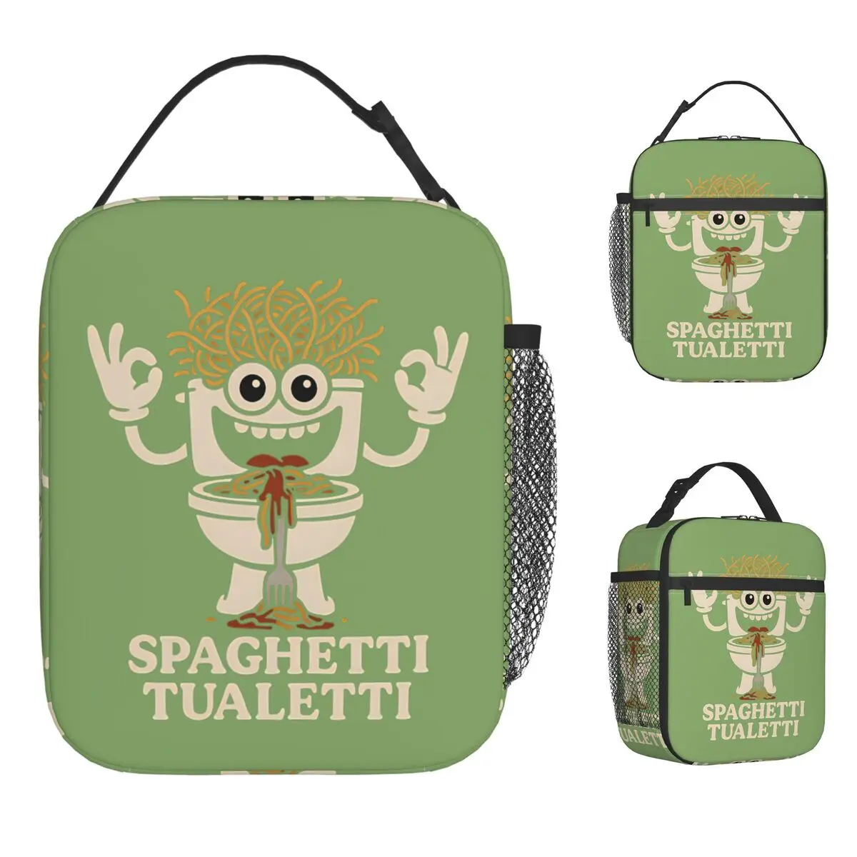 Italian Brainrot Meme Lunch Bag Portable Zipper Lunch Box Men Outdoor Picnic Cooler Bag Fashion Waterproof Tote Food Bags