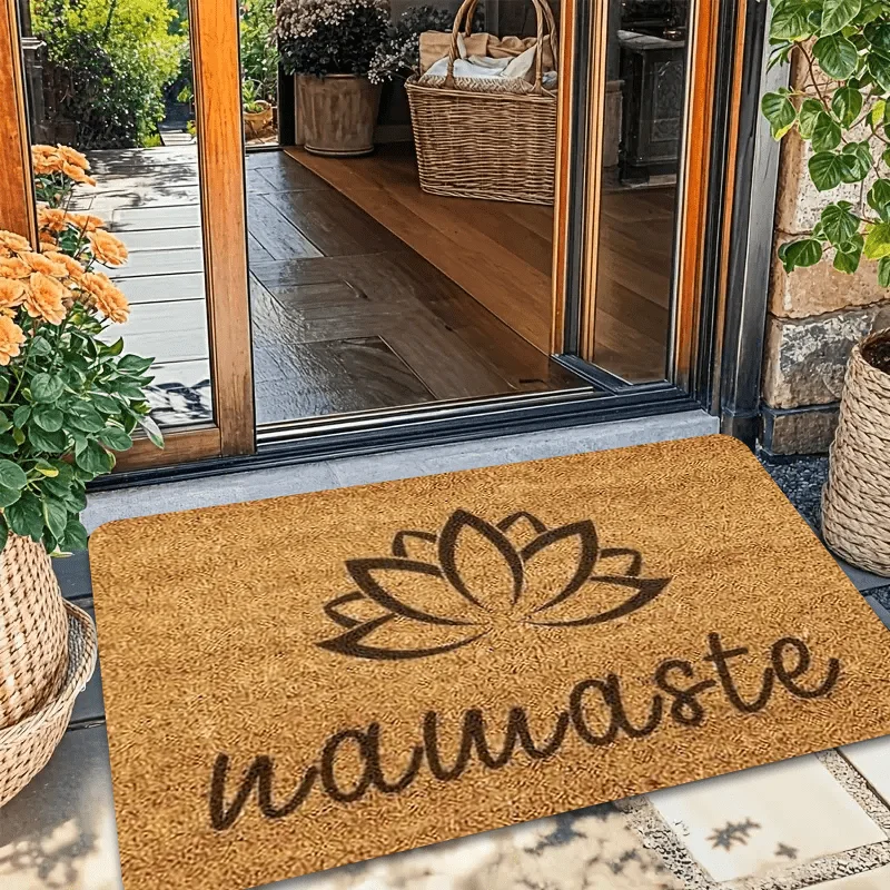 Namaste Lotus Zen Style Doormat - Plush Material with Sponge Padding for Entryway, Hallway, Yoga Meditation Room Decor