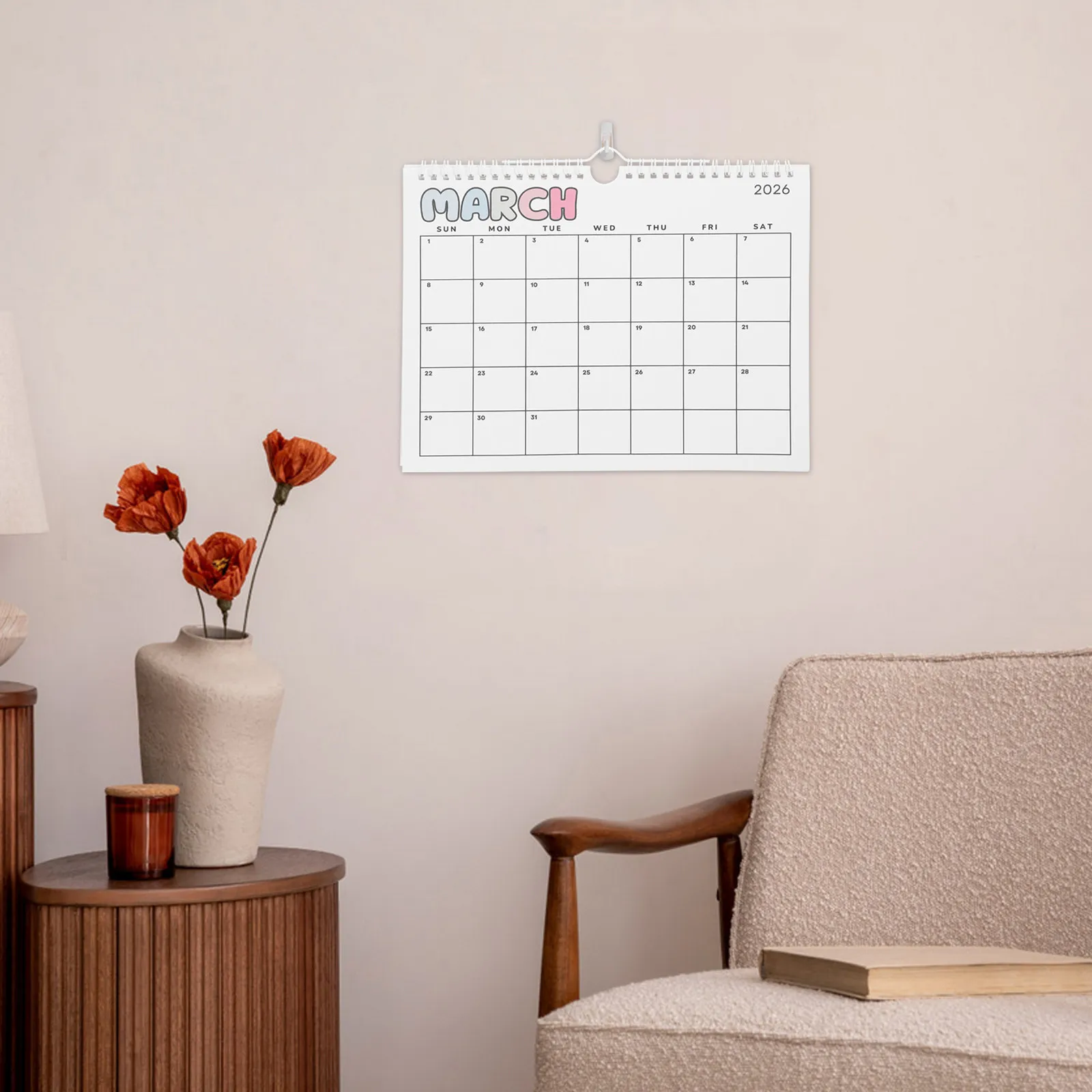 

2026 Large Spiral Wall Calendar Monthly Hanging Planner for Home Office Schedule Planning and Organizing 2026 Wall Calendar