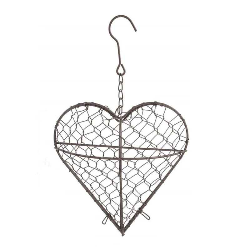 Heart Hanging Planter Metal Artificial Plant Flower Pots Storage Basket Wall Succulent Plants Holder with Hook Dropship