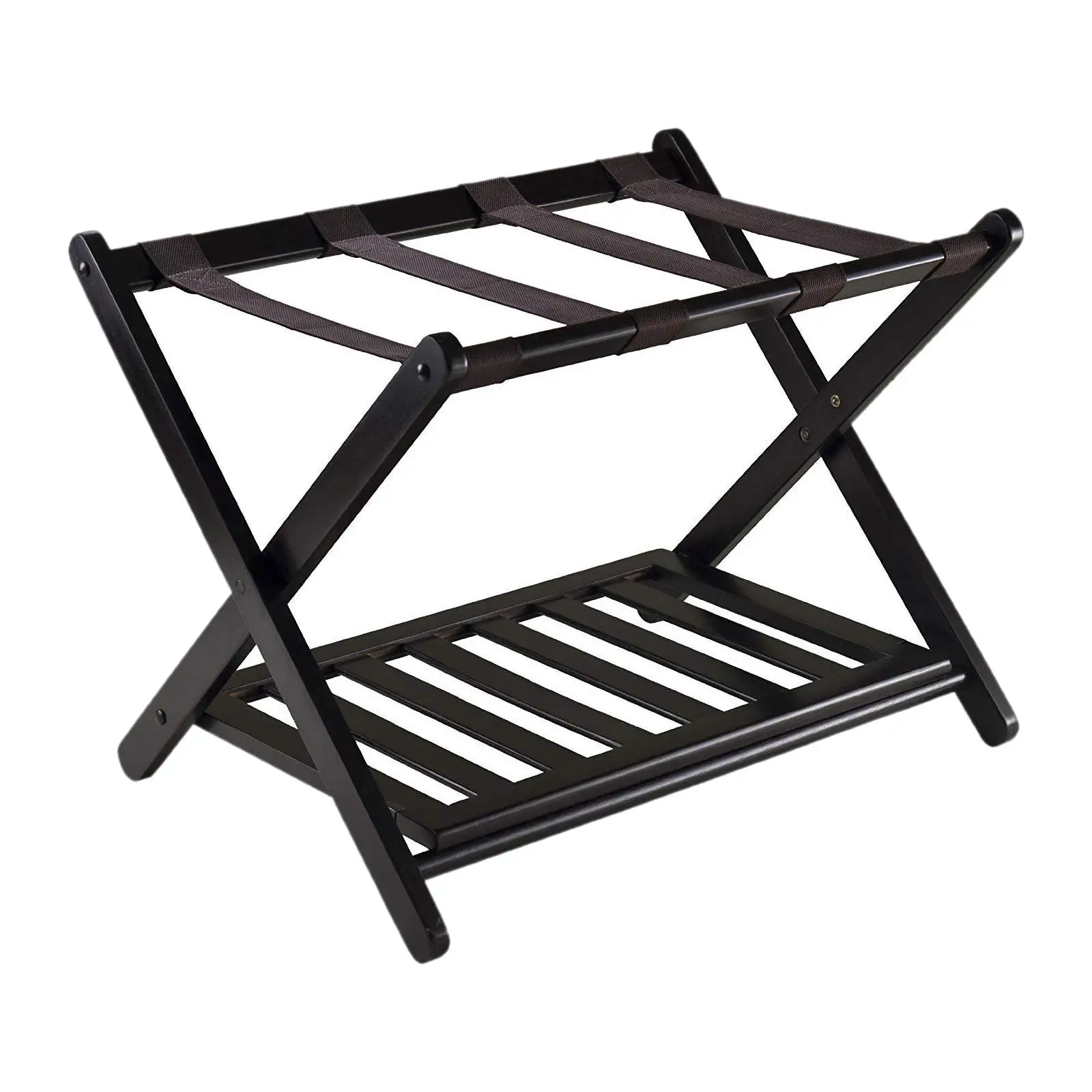 Luggage Rack Extra Wide with Shoes Shelf Suitcase Stand for Bedroom Travel Furniture