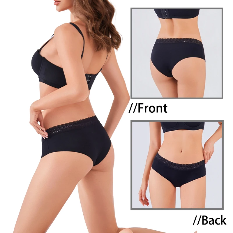 4Pcs/Set Sexy Lace Ladies Panty Fashion Low Waist  Seamless Underwears Female Comfortable Briefs Solid Color Elasticity Lingerie