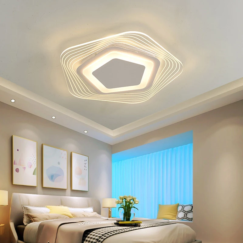 Nordic Modern Led Plafond Licht Minimalistische Verlichting Voor Woonkamer Eetkamer Slaapkamer Vijf Hoek Verlichting Acryl Plafond Armaturen