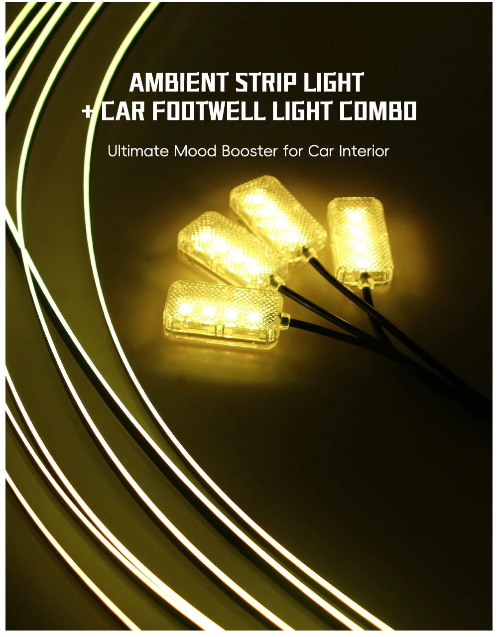 5/6/9/10in1 Symphony Car Ambient Light Interior Acrylic Guide LED Strip Light Cigarette Decoration Atmosphere Lamp APP Control
