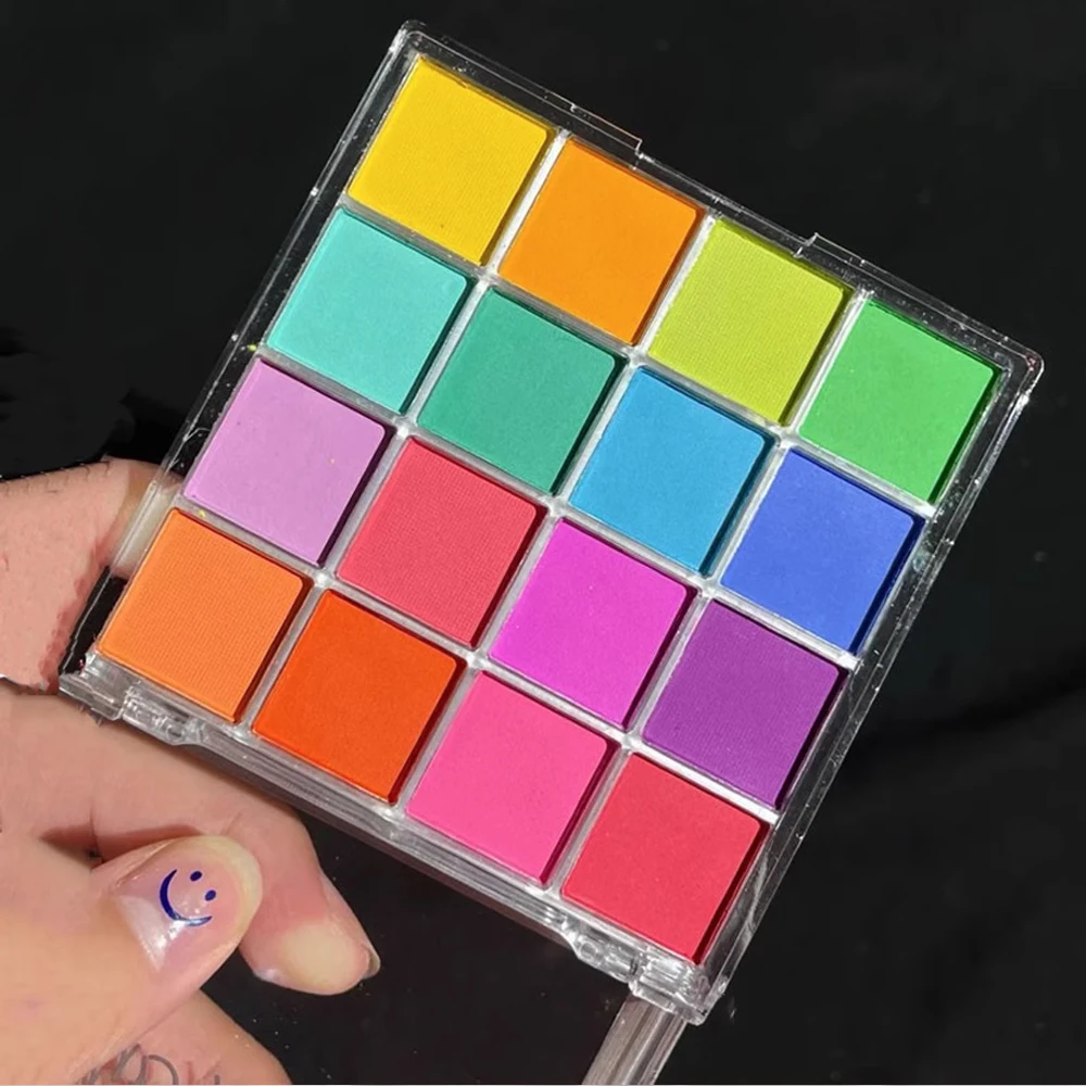 Kleurrijke 16-kleuren oogschaduwpalet Effen wrijven Poeder Helder Parelmoer Gradiënt Verven Pigment Voor Lichaam/Nagel/Ogen Make-up