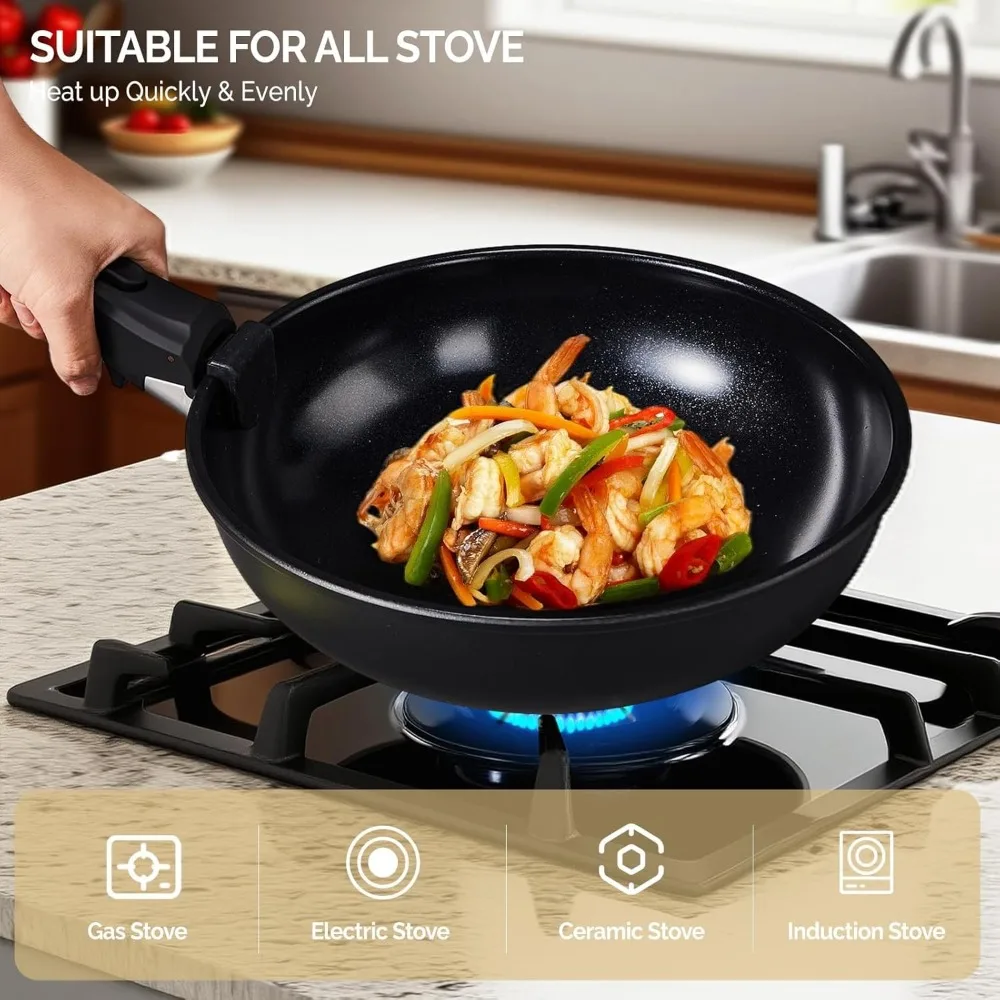 

23-Piece Nonstick Cookware Set with Detachable Handles, Frying Pans, Saucepans