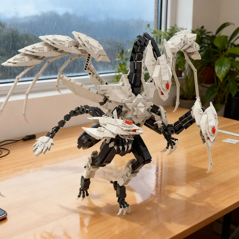 2625pcs MOC TRISHULA Dragon The Ice Barrier BrickLink Designer Program Model Building Blocks Construction Christmas Gift Toy