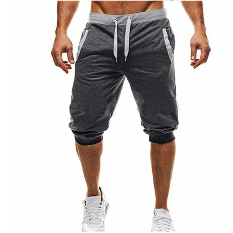 2022 Summer Men\'s Casual Men\'s Knee Long Shorts Color Patchwork Jogging Shorts Sports Men\'s Bermuda Shorts