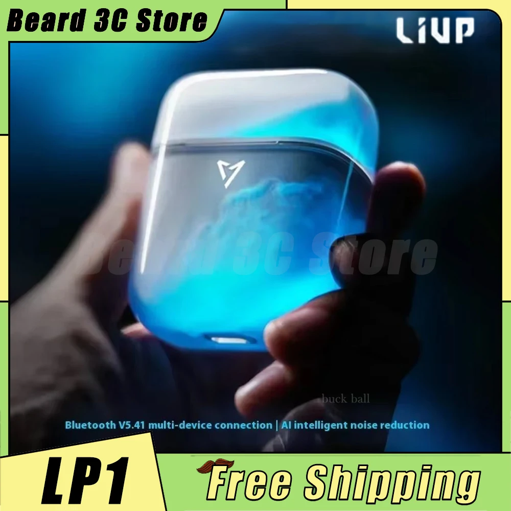 LIUP LP1 Wireless Headset Luminous Quicksand Earbuds Active Noise Reduction Gaming Earphone Custom Low Latency Bluetooth Headset