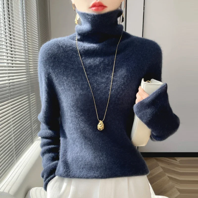 

2024 turtleneck Cashmere sweater Women Autumn Winter Fashion Pullover Cashmere Sweater Casual Long-sleeved Knitted Tops F665