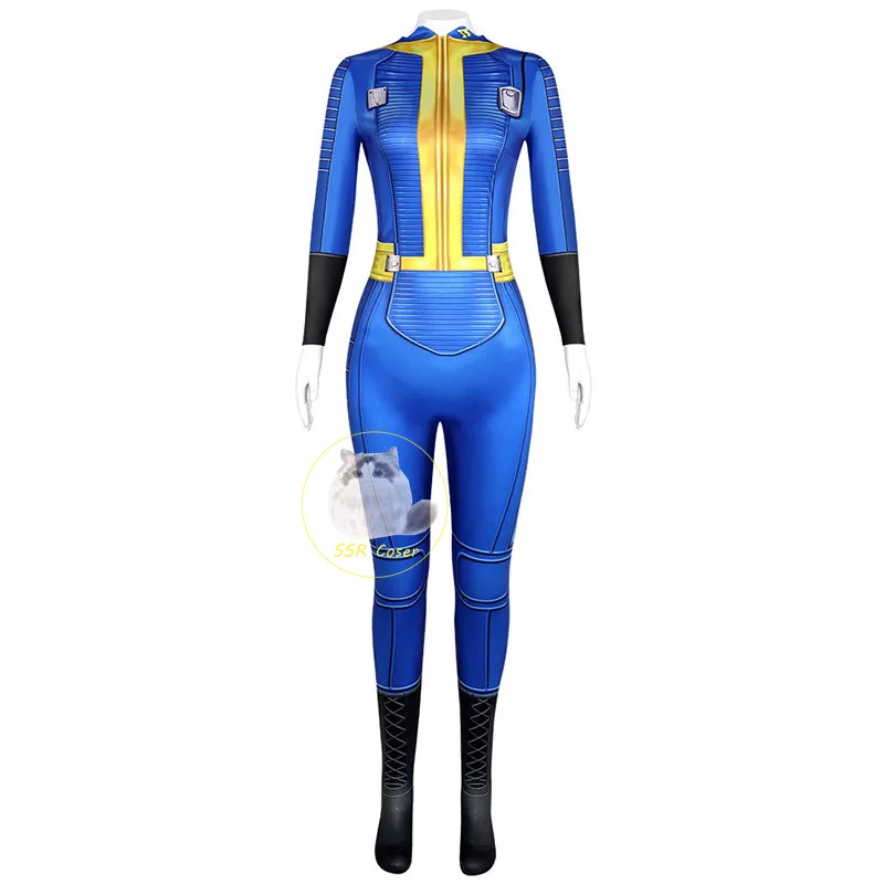 Spel Lucy Cosplay Fall Coout Locker 33 Cosplay Kostuum Lucy Zentai Jumpsuits Blauw Uniform Halloween Halloween Feest Voor Vrouwen