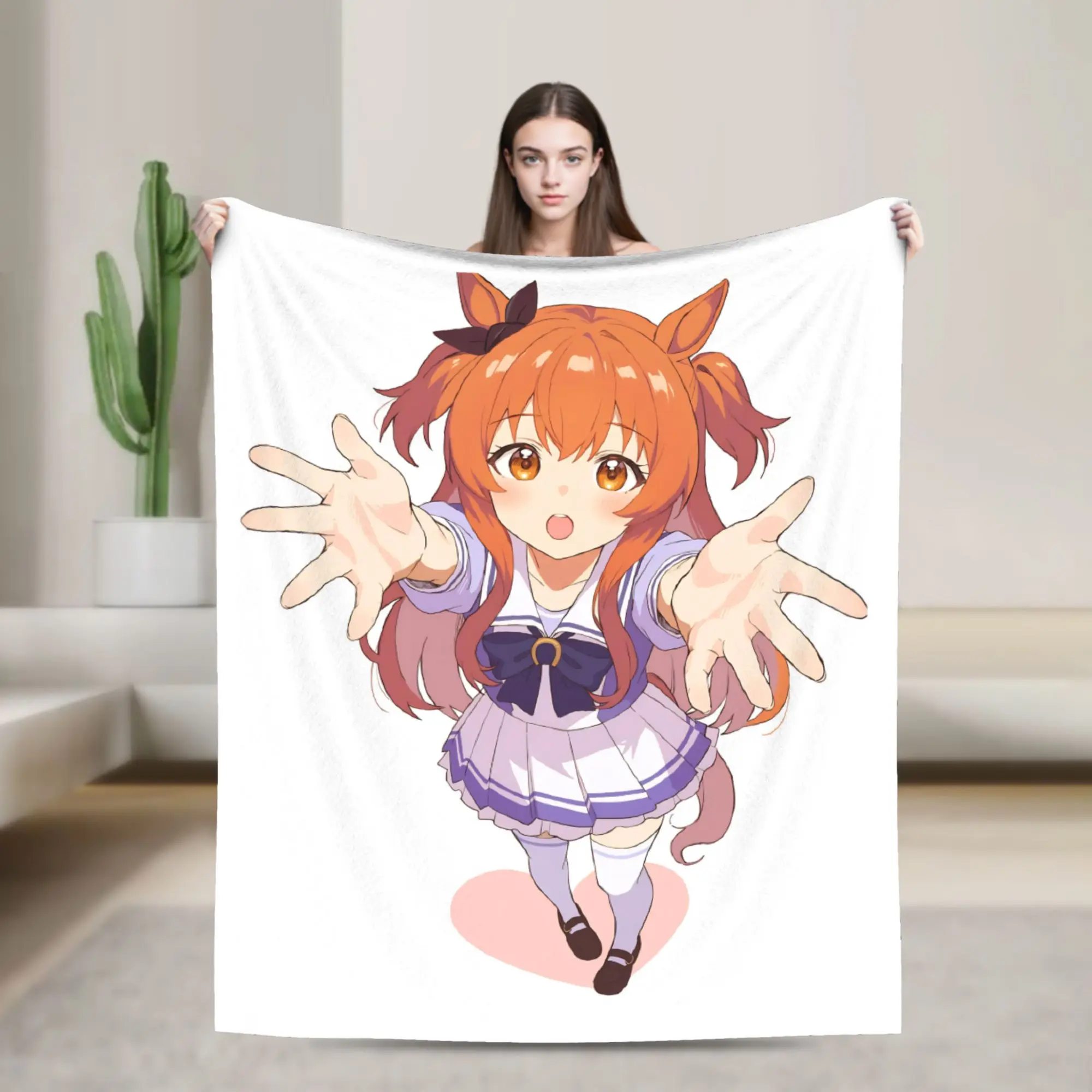 Umamusume Pretty Derby Mayano Top Gun Blanket Flannel Print  Multi-function Super Warm Throw Blanket for Sofa Outdoor Rug Piece