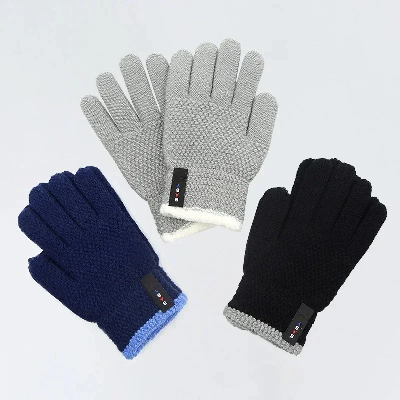 

New thick knitted gloves for children aged 6-10, warm winter gloves, elastic full-finger gloves for children, baby accessories