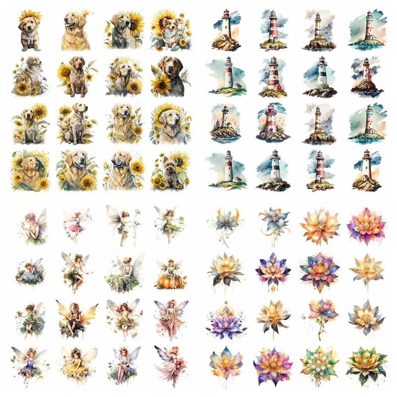 Lighthouse Sunflower heat transfer Hot stamping iron printing vinyl stickers T-shirt stickers DIYToy doll clothing decoration