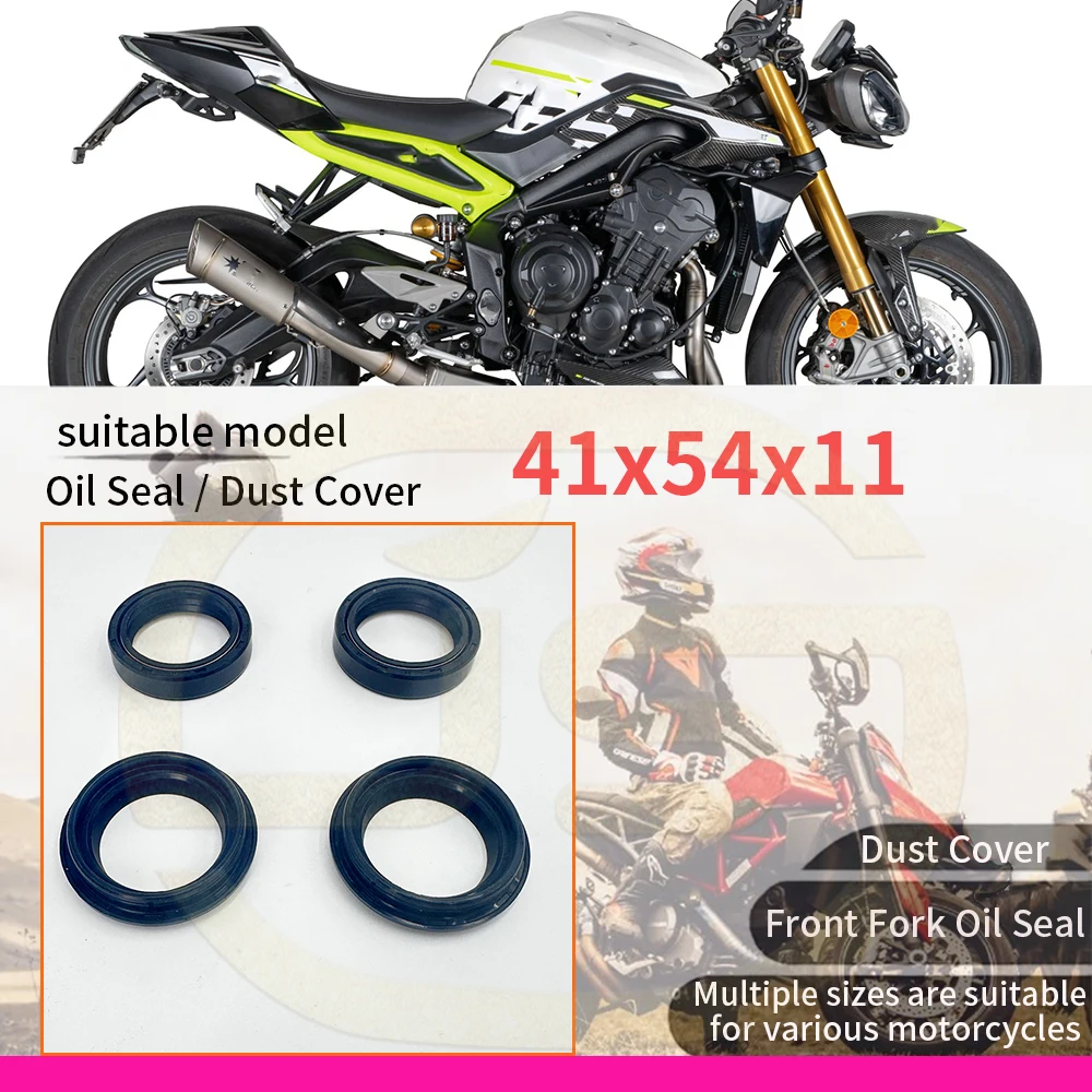Retén de aceite y cubierta antipolvo para horquilla delantera 41x54x11 33x46x11 37x50x11 41x53x8, aplicable a múltiples retenes de aceite de motocicleta, compatible con TRIUMPH