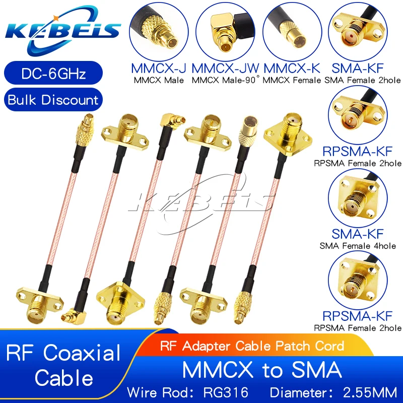 1PCS MMCX to SMA MMCX-JW Male Female to SMA Two hole Four hole Flange Panel Installation SMA/RPSMA RG316 Antenna Extension Cable
