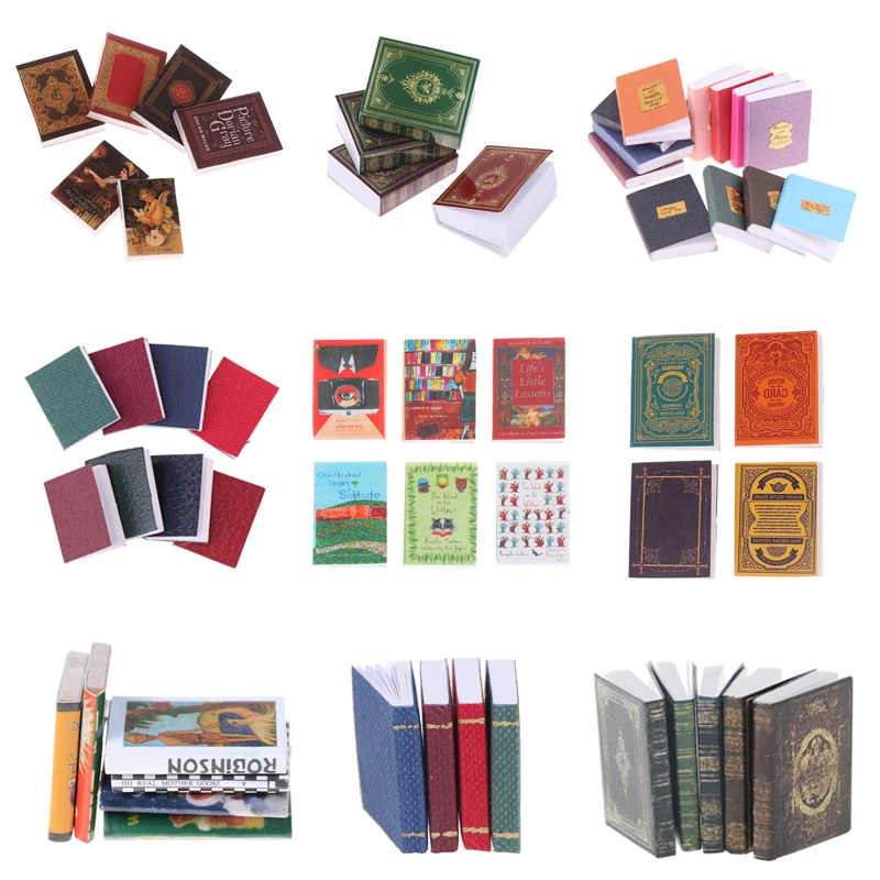3/4/6pcs/set 1/12 Dollhouse Vintage Miniature Book Model Notebook Doll House Furniture Decor