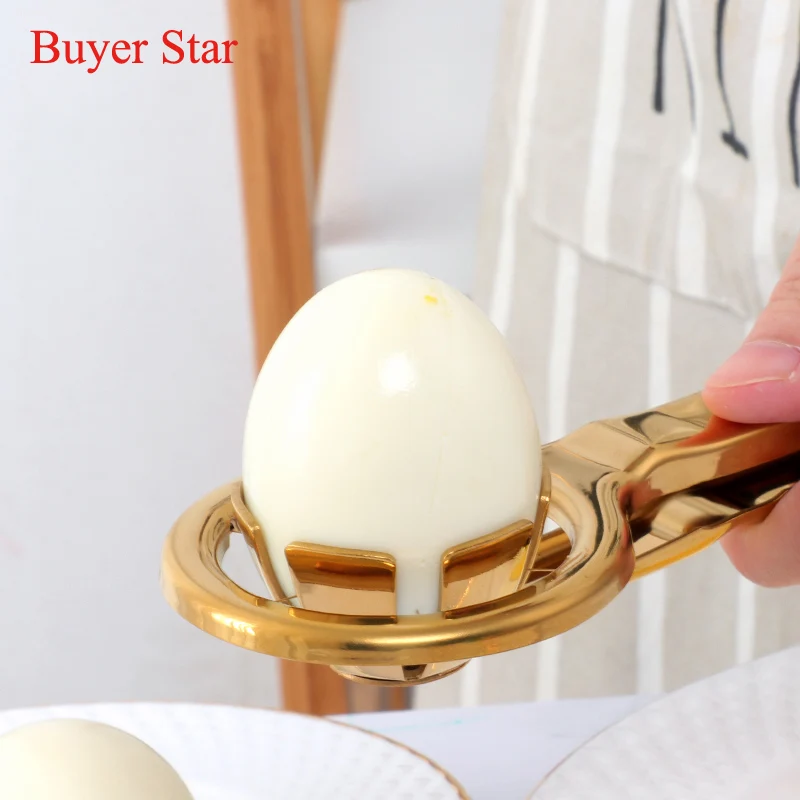 1PC Stainless Steel Creative Gold Egg Cutter Household Cooked Eggs Tool Separater Fancy Egg Splitter Kitchen Mold Slicer Gadgets