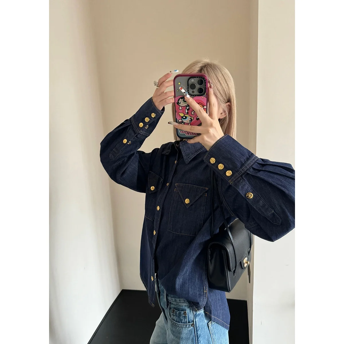 

SWGWONG Early Spring 26 CleanFit Cotton Denim irt Versatile Original Color Structure Sensation Женская рубашка с длинными рукавами