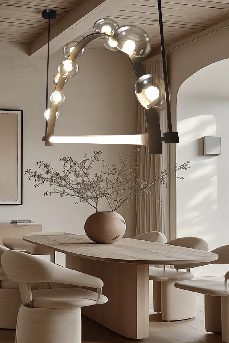 Caren Lighting Lampadari di lusso contemporanei Goccia di rugiada Bagliore celeste abbraccio semplicità finiture eleganti sala da pranzo