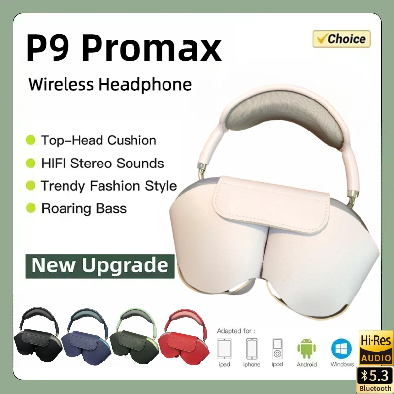 Беспроводные Bluetooth-наушники P9 Promax с чехлом для занятий спортом на открытом воздухе, игровые беспроводные гарнитуры с микрофоном, поддерживает TF-карту для Android