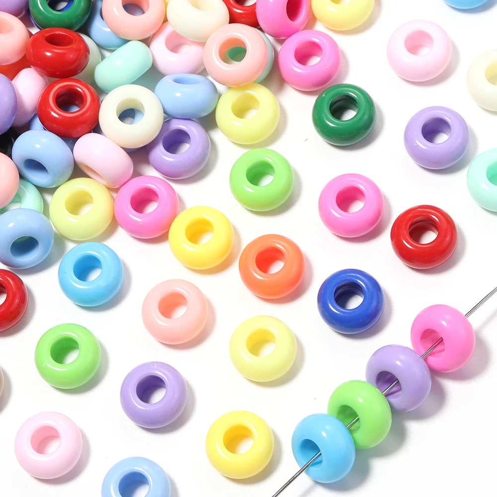 50 Stück Acrylperlen mit großem Loch, bunte lose Abstandsperlen für die Schmuckherstellung, DIY-Halsketten, Armbänder, Schlüsselanhänger-Zubehör – Detail 3