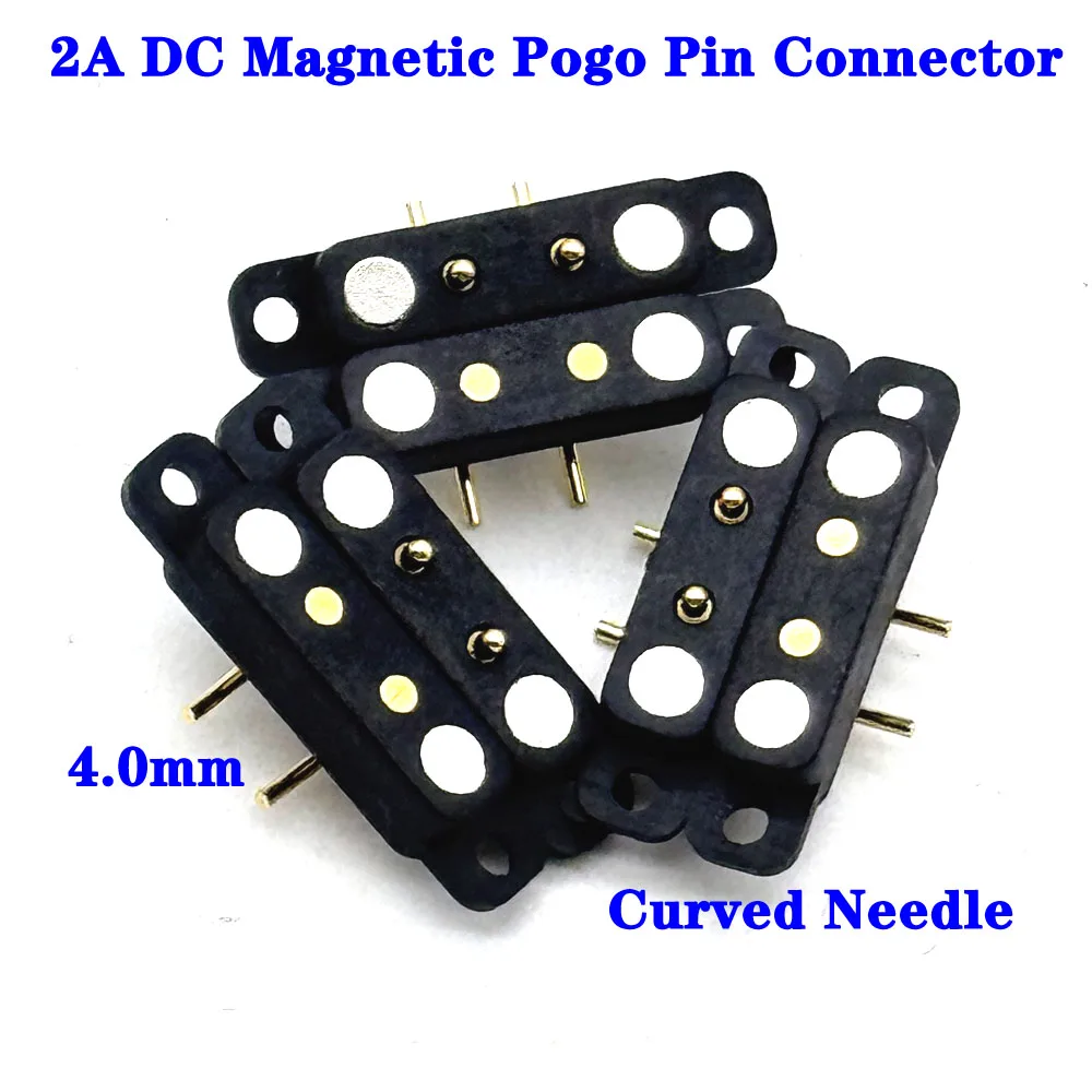 

4.0mm With ears Waterproof Magnetic Pogo Pin Connector Spring Loaded Male Female Curved Needle DC Signal Transmission Charging