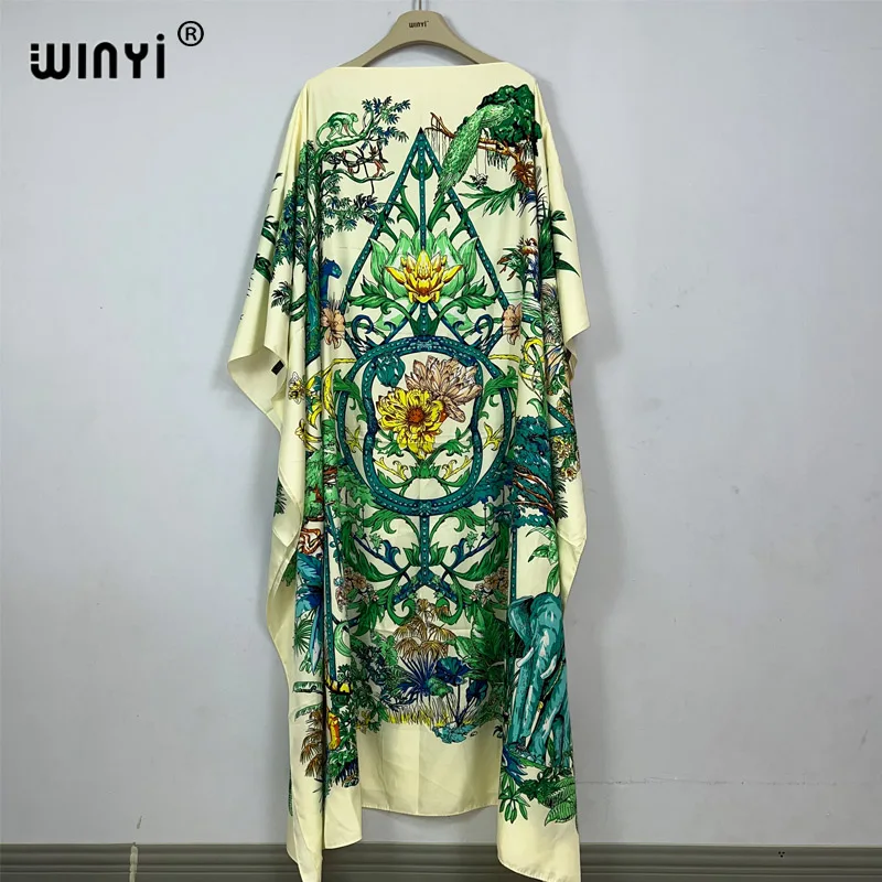 WINYI high quality beach dress Summer Print Elegant africa clothing beach outfits for women evening dress party muslim dress