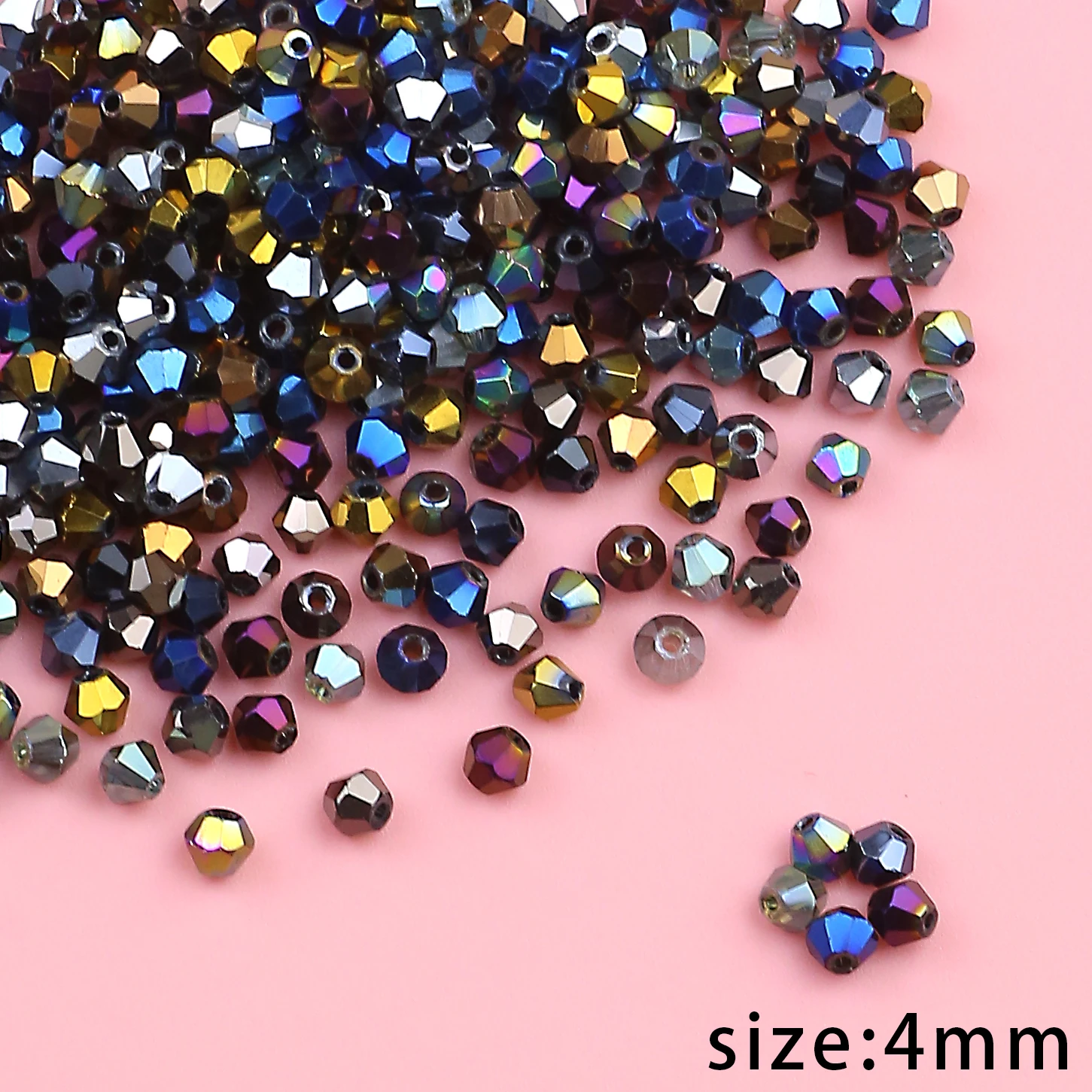 Electroplated colored Austrian tapered crystal beads 4 mm 100 crystal glass loose beads jewelry DIY bracelet necklace