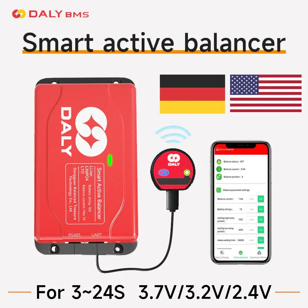 Daly Ecualizador activo inteligente Lifepo4 BMS Balanceador activo 4S Balanceador de batería 24v Placa de equilibrio de carga Bluetooth 1A corriente