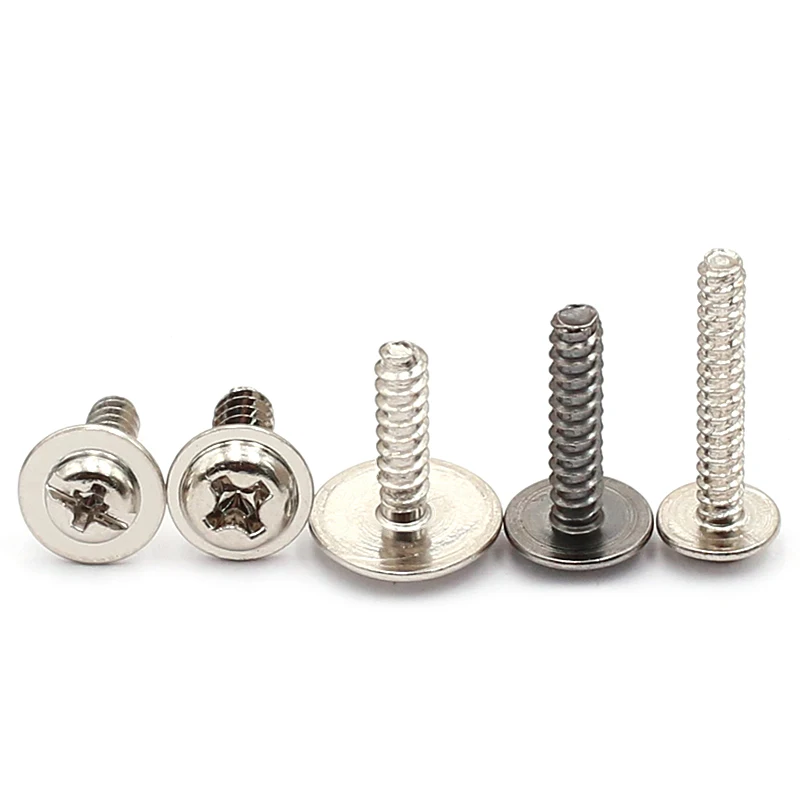 PWA Carbon Steel Phillips Round Head With Washer Self Tapping Screw M1.4-2mm Tooth length 3-18mm Surface Ni-Plating / Zi-Plating