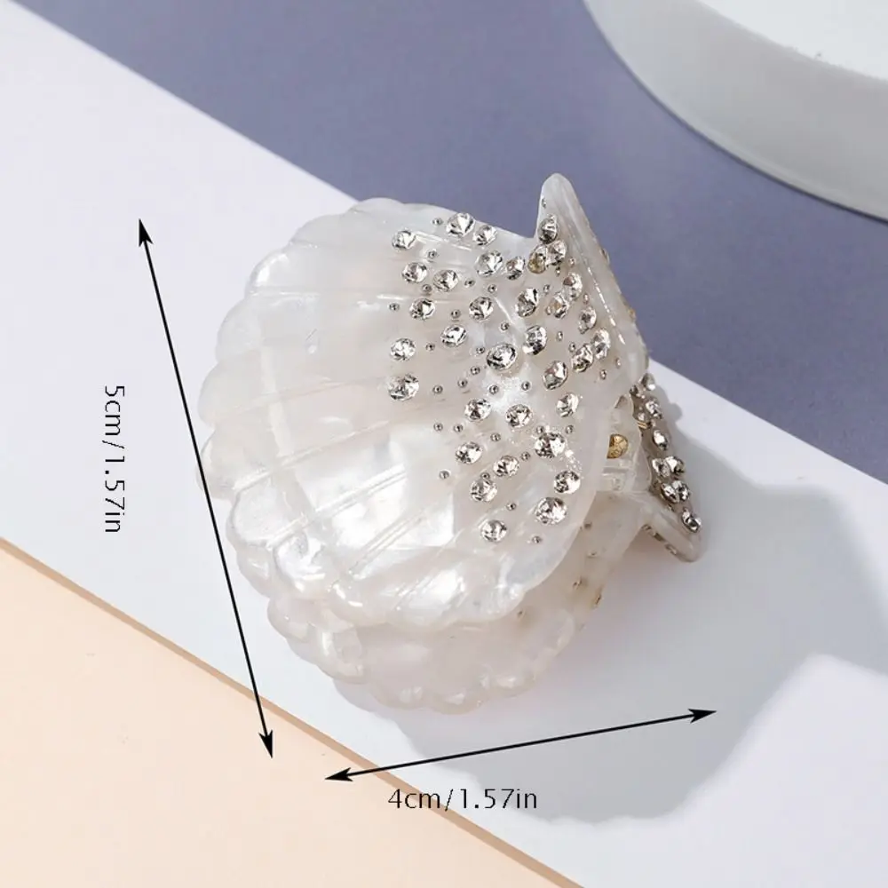 Acrylic Shell Hair Claw Elegant Rhonestone Hair Accessories Shell Shape Claw Clip Hair Clip Hairpin Shell Crab Clip Lady image 6