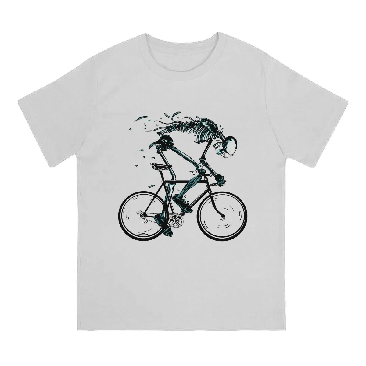 Cycling Sport Mountain Bike Man TShirt Bike to The Death Cool Skeleton Riding A Bicycle Polyester T Shirt