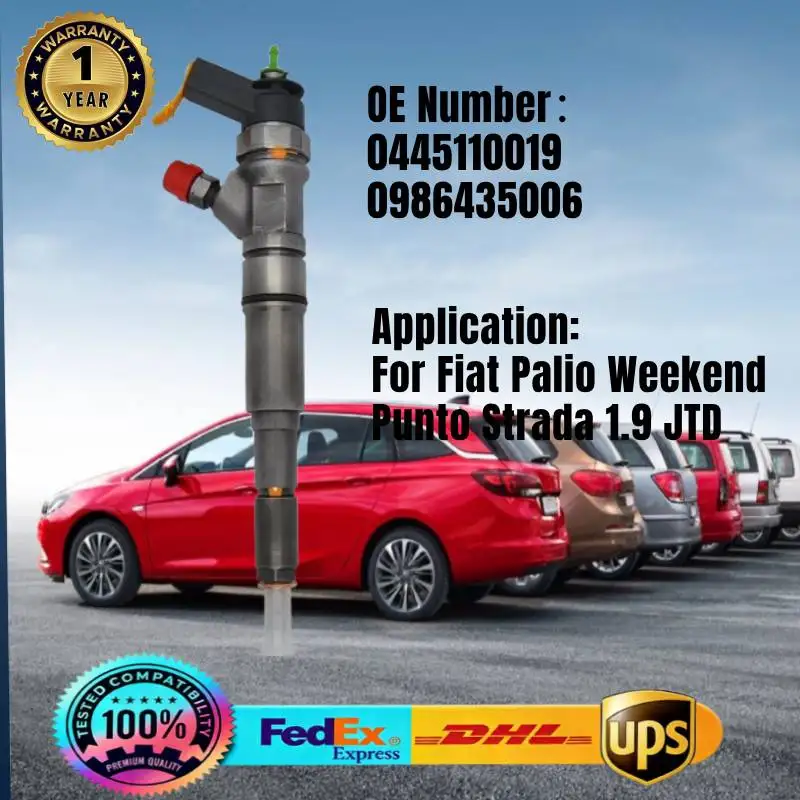 

0445110019 0986435006 Common Rail Fuel Injector for Fiat Palio Weekend Punto Punto VAN Strada 1.9 JTD Engine188A2.000