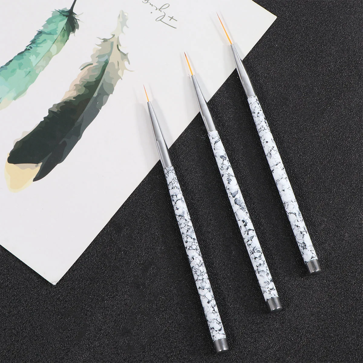 

3pcs Nail Drawing Liner Set Marbling Handle Nail Paint Pens Nail Art Brush Manicure Tools (11/15/20MM)