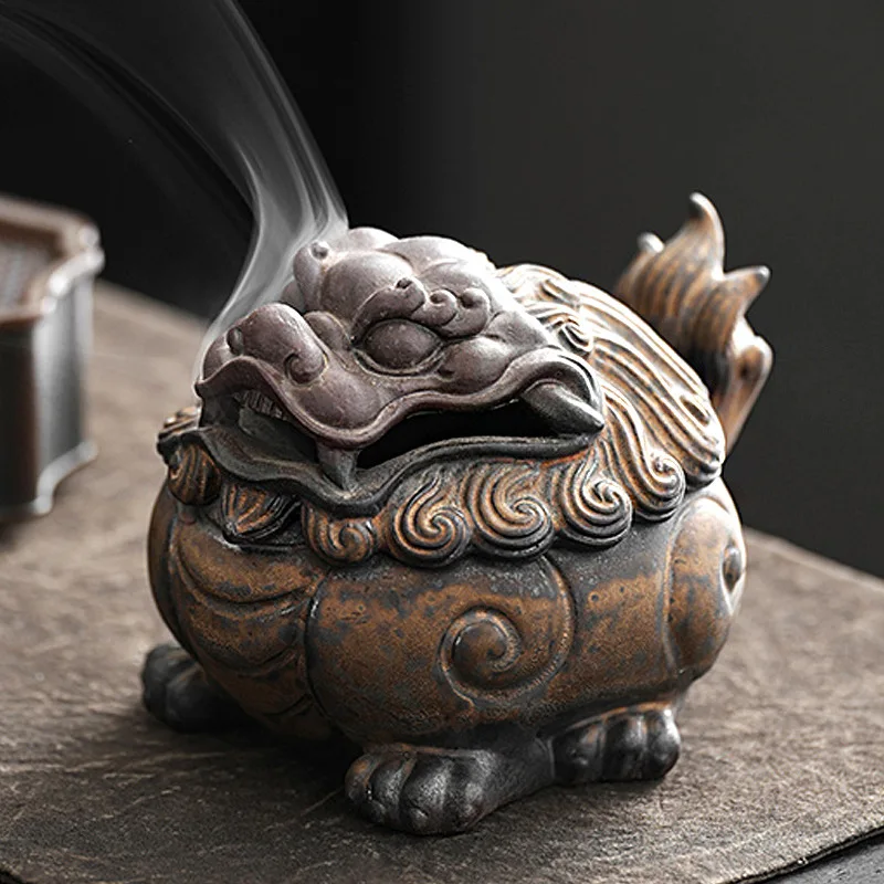 

Ceramic Pixiu Plate Incense Burner Antique Household Indoor Incense Burner Tea Table Home Decoration Lucky Decoration Burner