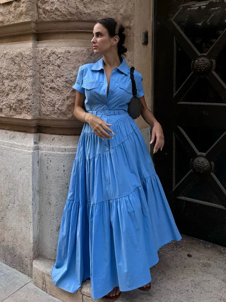 HH Women Fashion Long Dresses Solid Turn-Down Collar Short Sleeves Belt Single Breasted Female Summer Elegant Dress 2 Color - AliExpress 200000345 HH Women Fashion Long Dresses Solid Turn-Down Collar Short Sleeves Belt Single Breasted Female Summer Elegant Dress 2 Color - AliExpress 200000345