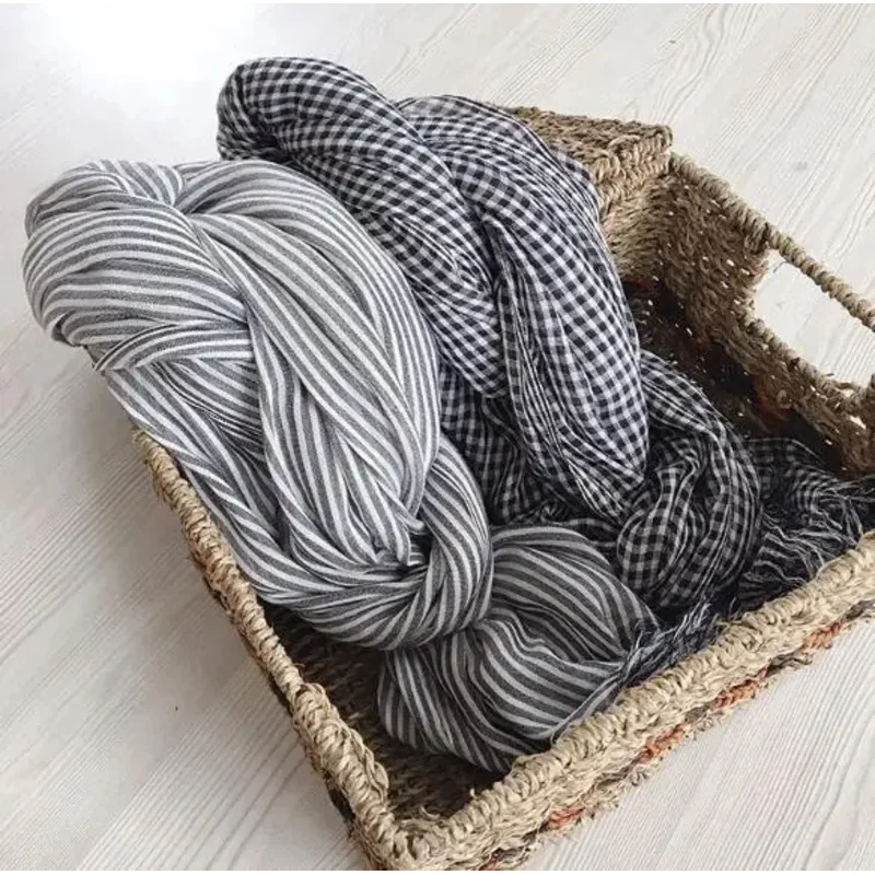 

New Japanese Unisex Style Winter Modal Scarf Cotton Plaid and Stripe Design Long Women's Scarves Shawl Fashion Men Scarf