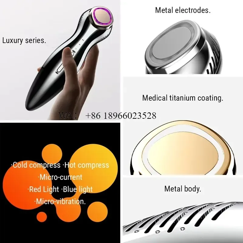 WMWMNU Custom Portable Handheld Hot Cold Compress Face Massager with Microcurrent Technology for Care Battery Powered