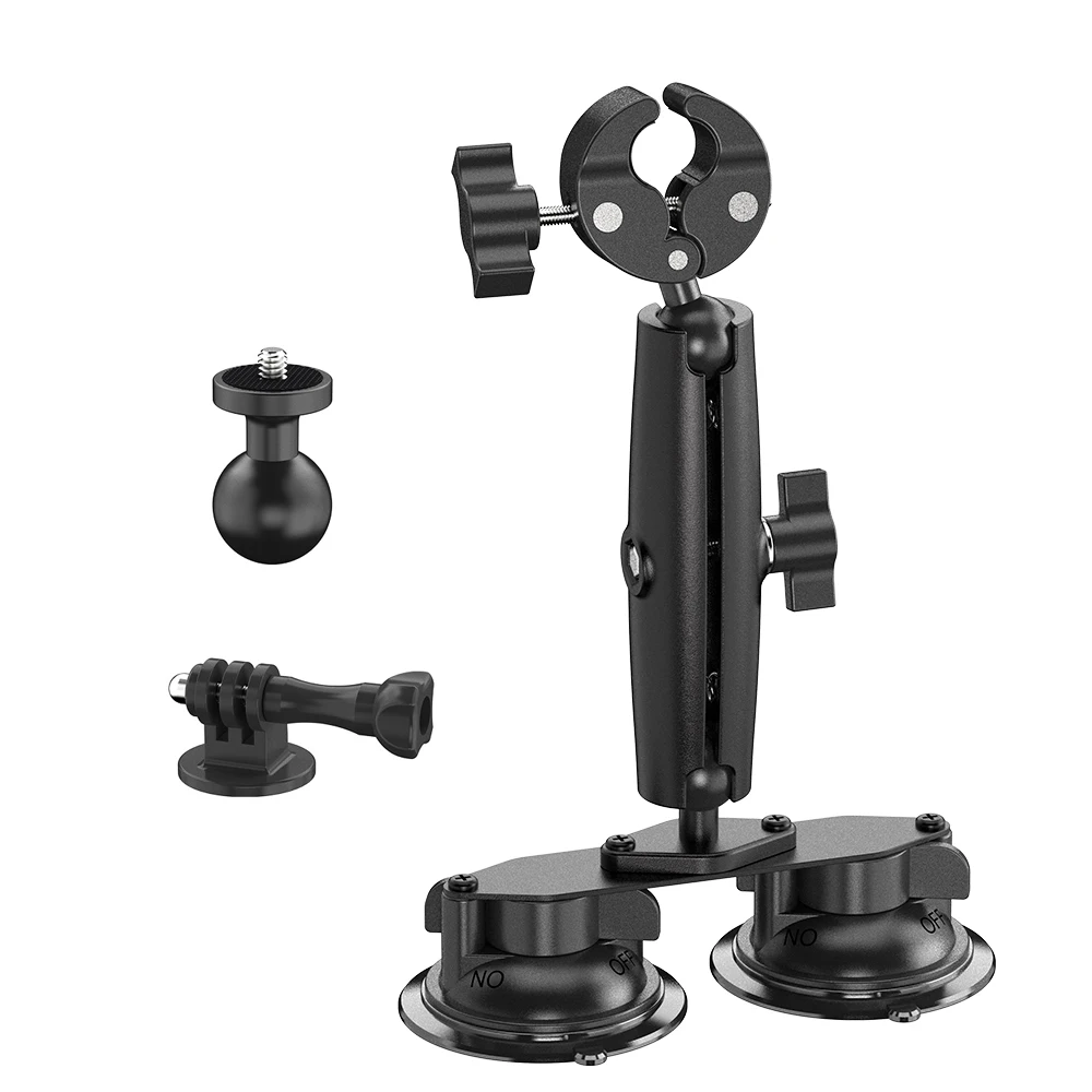 Autohouder met zuignap voor Insta360 x4, x3, x2, x, One RS,R voor GoPro Camera 5-in-1 zuignapset voor actiecamera's Selfie Stick