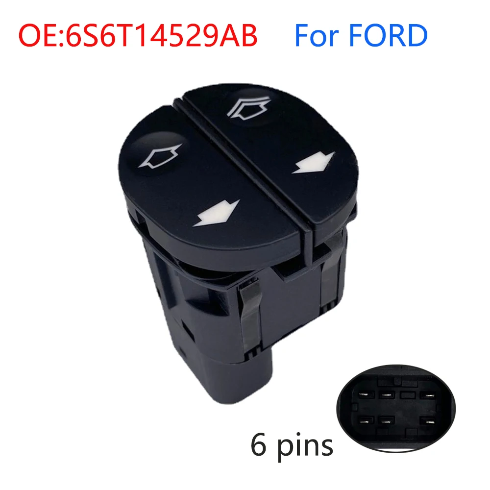 Electric Window Lifter Control Switch Regulator Button Parts for Ford Fiesta Fusion KA Puma Transit 6S6T14529AB Cae Accessories