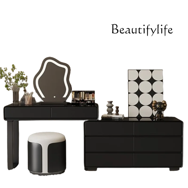 

Bedroom Luxury Dressing Table Bucket Black Drawer Mirror Dressing Table Chair Corner Tocador Mueble Maquillaje Furniture