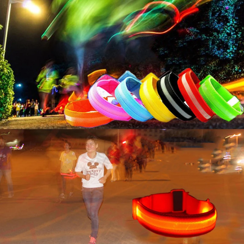 Night Running Armband LED Light Outdoor Sports USB Rechargeable Safety Belt Arm Leg Warning Wristband Traffic Flashing Lantern