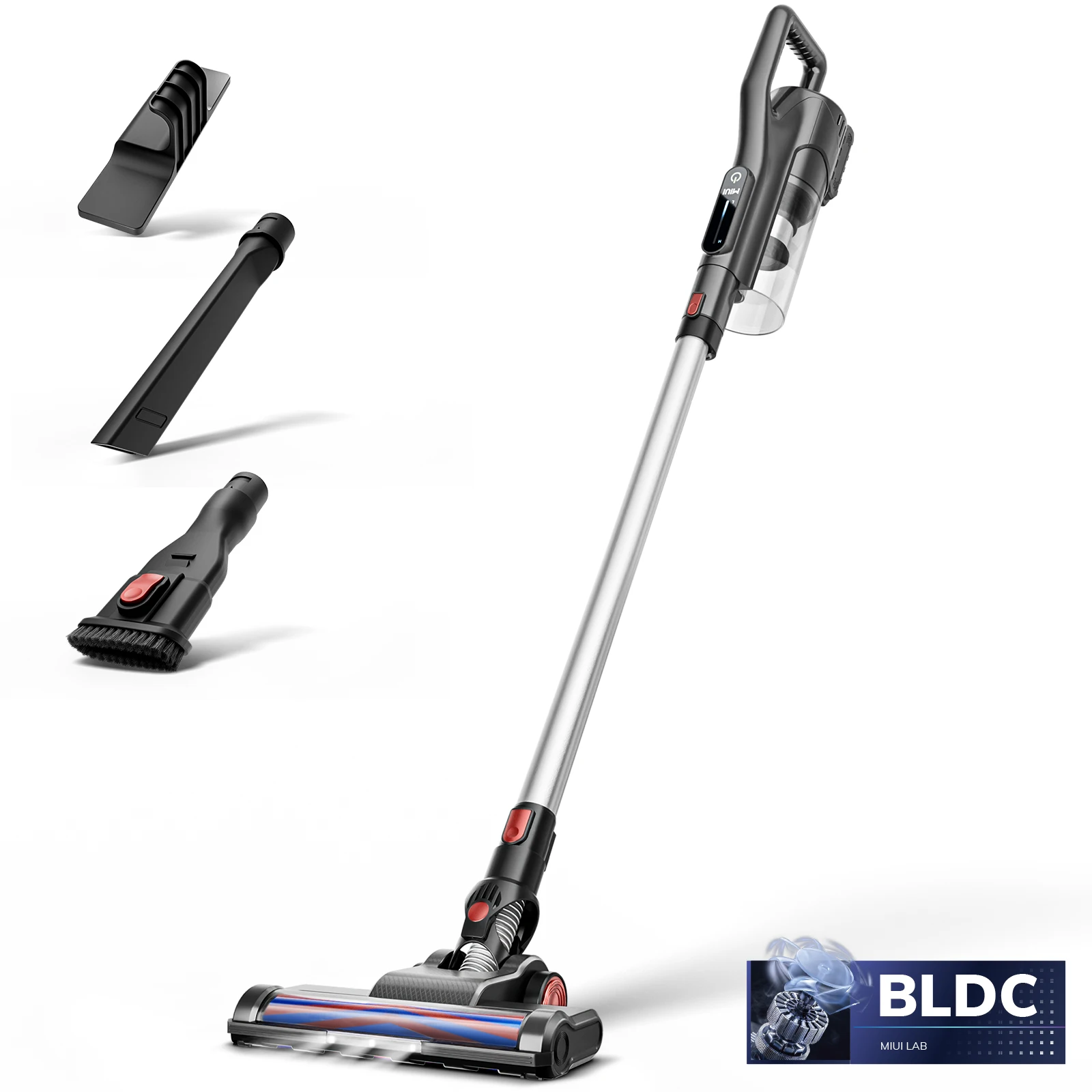 MIUI Cordless Handheld Vacuum Cleaner with Touch Screen,60kPa Powerful Suction Removable Rechargeable Battery,LED-Light,2-Gears