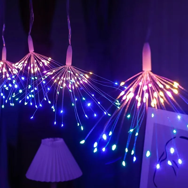 2 pc/4 pc usb luzes de fogos de artifício ao ar livre luzes led noite luzes de natal iluminação do feriado tira led decoração luzes de fadas