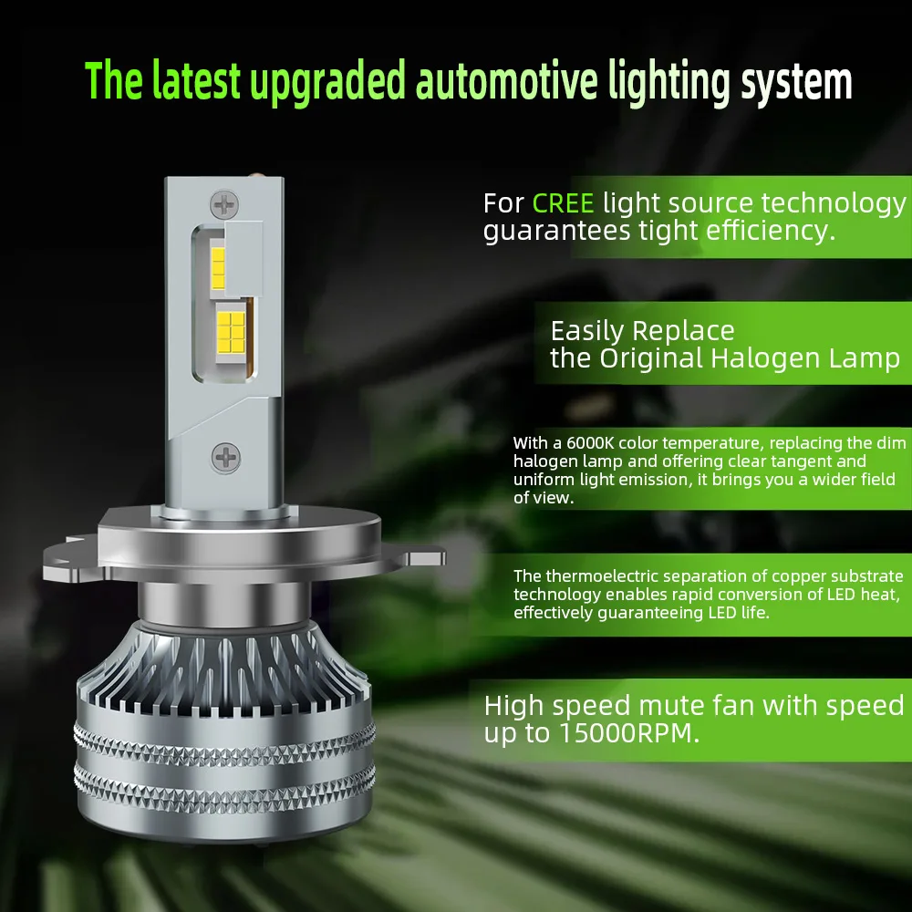 h7led Canbus 200 واط H4 Led أضواء H1 H7 H3 H11 9005 HB3 9006 HB4 H8 Led المصابيح الأمامية لمبات النحاس أنبوب توربو 6000 كيلو 120000 لم 12 فولت 24 فولت #4