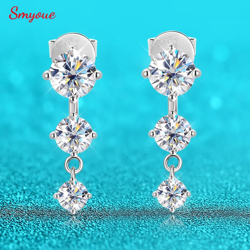 

Smyoue Gradient Gemstone All Moissanite Drop Earrings for Women Girls Female Luxury Jewelry Lab Diamond Pure 925 Silver Earring